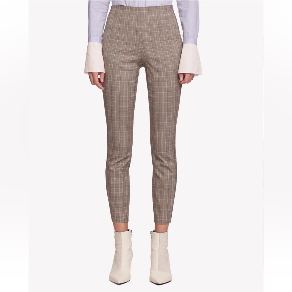 New Rag & Bone Simone Skinny Pant Ivory Black Pink Multi Glen Plaid NWT Size 4